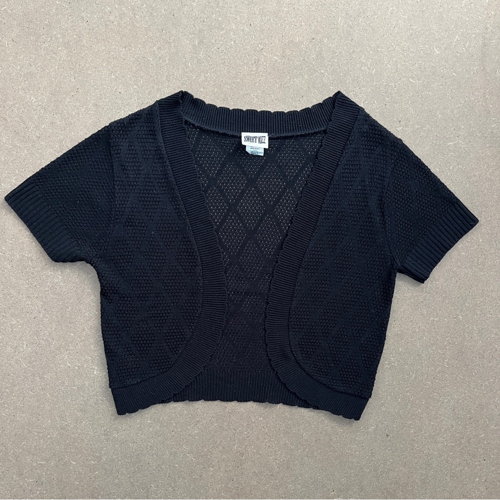 Sweet Kizz Women’s Black Knit Cropped Cardigan Size Small